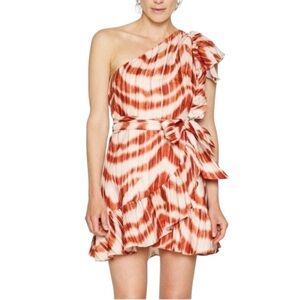 Banana Republic linen one shoulder tie waist ruffle dress 6 like new condition